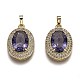 Golden Plated Brass Micro Pave Clear Cubic Zirconia Pendants ZIRC-F123-02G-1