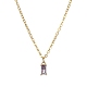 Collar con colgante rectangular de vidrio y cadena tipo cable de latón dorado para mujer NJEW-FZ00011-5