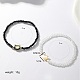 Set di braccialetti elasticizzati con perline di gatto e perline naturali in 2 colori di 2 colori LJ6864-3