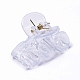 透明なプラスチック製の爪のヘアクリップ  鉄ばね付き  女の子のためのヘアアクセサリー  透明  30.5x49x26~32mm PHAR-F016-08-3