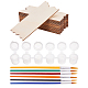 Diy色の描画木工芸品  木製カボション付き  プラスチックアートブラシペン値セットと空のペイントパレット  ミックスカラー  178~200x5~7mm DIY-PH0026-64-1