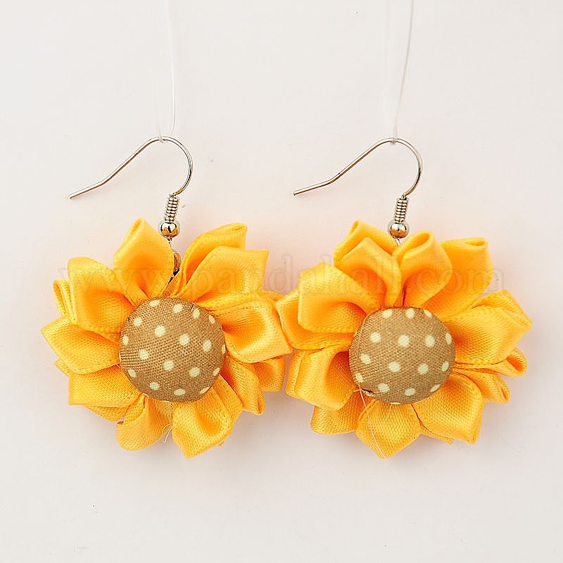 Wholesale Handmade Ribbon Flower Earrings