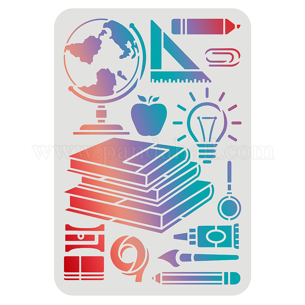 Wholesale FINGERINSPIRE Back to School Theme Stencils for Painting 29