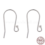 925 Sterling Silver Earring Hooks, Silver, 25x15mm, Hole: 2mm, 20 Gauge, Pin: 0.8mm