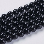 Brins de perles d'onyx noir naturel, teinte, ronde, 6mm, Trou: 1mm
