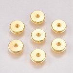 201 Stainless Steel Spacer Beads, Flat Round, Real 18K Gold Plated, 8x2mm, Hole: 2mm