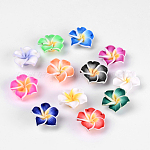 Ручной полимерной глины 3 d цветок Плюмерия шарики, разноцветные, 20x10 мм, отверстие : 2 мм