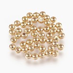 Perles séparateurs en laiton, sans nickel, véritable 18k plaqué or, ronde, 3mm, Trou: 1mm