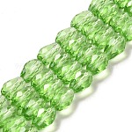 Filo di perline in vetro, sfaccettato, goccia, verde lime, 12x8mm, Foro: 1 mm, circa 56~58pcs/filo, 25~27 pollice