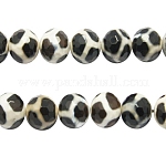 Tibetan Style Turtle Back Pattern dZi Beads, Natural Agate, Giraffe Skin Agate, Dyed, Faceted Round, 8mm, Hole: 1mm, about 48pcs/strand, 15 inch