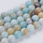 Perles d'amazonite de fleurs naturelles, facette, ronde, 8mm, Trou: 1mm, Environ 50 pcs/chapelet, 15.7 pouce
