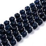 Brins de perles de saphir naturel teints, ronde, facette, 8~9x10mm, Trou: 1.2mm, Environ 33~35 pcs/chapelet, 15.16 pouce (38.5 cm)