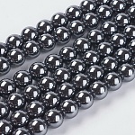 Perlas de hematita sintética no-magnética, cuentas redondas aa grado, negro, 10mm, agujero: 1 mm, aproximamente 43 pcs / cadena