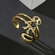 Латунные микро проложить манжеты кольца кубического циркония RJEW-G364-03G-01