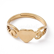Ion Plating(IP) 201 Stainless Steel Heart Adjustable Ring for Women RJEW-K242-01G