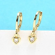 Латунные серьги-кольца из прозрачного кубического циркония EJEW-H157-09G