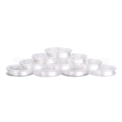 Hilo elástico plano de cristal japonés elástico, para pulseras, joyería de piedras preciosas, fabricación de abalorios, artesanía, blanco, 0.38mm, alrededor de 10.93 yarda (10 m) / rollo