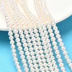 Hebras de perlas de agua dulce cultivadas naturales, redondo, grado 3 un, encaje antiguo, 4.5~5mm, agujero: 0.5 mm, aproximamente 84 pcs / cadena, 15.55 pulgada (39.5 cm)