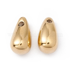 Placcatura ionica (ip) ciondoli in acciaio inossidabile 304, lacrima, vero placcato oro 24k, 11.5x6mm, Foro: 1.5 mm