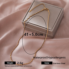Collares de cadena vintage de acero inoxidable 304 de Singapur, dorado, dorado, 16.14 pulgada (41 cm)