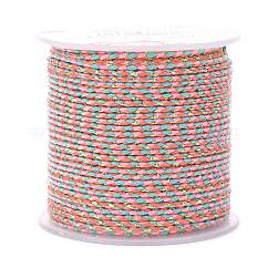 Cordon en polycoton à 4 brin avec fil métallique, corde de coton macramé faite à la main, pour les tentures murales en ficelle cintre pour plantes, rose, 1.5mm, environ 21.8 yards (20 m)/rouleau