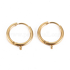 Accesorios para aretes tipo aro de acero inoxidable quirúrgico 316, con bucle vertical, anillo, real 14k chapado en oro, 20 diámetro, 15x13.5x1.5mm, agujero: 1 mm, pin: 1 mm