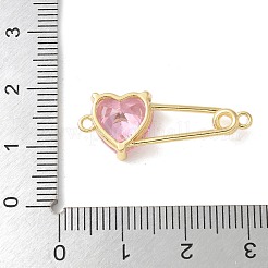 Подвески-булавки в форме сердца из латуни с кубическим цирконием KK-Q031-45G-03