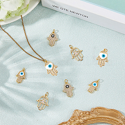 8pcs 4 styles pendentifs en laiton micro pavé de zircone cubique&nbsp;KK-BBC0019-79