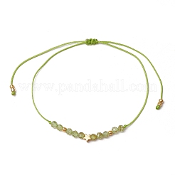 Натуральные круглые бусины перидота плетеные браслеты из бисера для женщин BJEW-JB11655-09