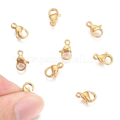 201 ステンレススチール製ロブスター クロー クラスプ  ゴールドカラー  9x6x3mm  穴：1.2mm&nbsp;X-STAS-T040-PJ212-9