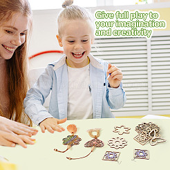 24 шт. филигранные соединительные звенья из натурального необработанного тополя в 12 стилях WOOD-TA0001-81