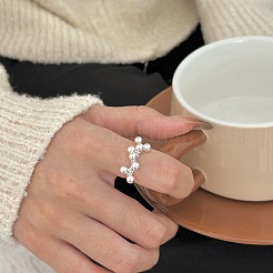 925 регулируемое кольцо-манжета из стерлингового серебра с круглыми бусинами FS-WG0E80B-01