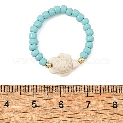 3 anello da dito con turchese sintetico&nbsp;RJEW-JR01092