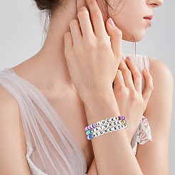 8шт 8 цвета браслеты-стрейч из полимерной глины с бусинами&nbsp;BJEW-SW00147