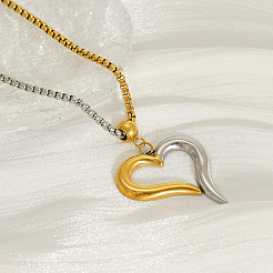 Valentinstags-Halsketten mit zweifarbigem Herzanhänger aus Edelstahl 304 für Damen&nbsp;WG29D85-01