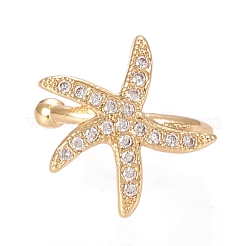 Латунные серьги-манжеты из прозрачного кубического циркония EJEW-M195-08G