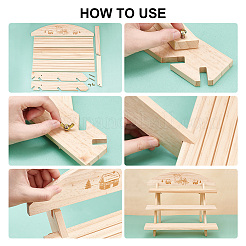 Kit de support de plante en bois de style escalier bricolage à 3 niveau&nbsp;ODIS-WH0043-11A