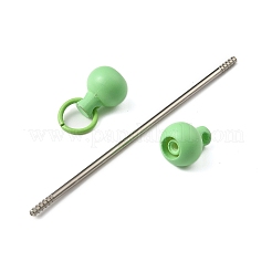 ジュエリー作りやDIYクラフトに使えるプラスチックビーズキーホルダーバー  鉄のパーツと  ライム  90x10.5mm&nbsp;LS-AJEW-C040-01D-1
