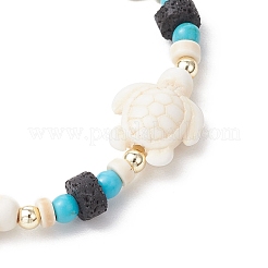 Синтетическая бирюза и натуральные бусины из лавы BJEW-JB11988-01