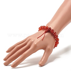 Bracciale elasticizzato con perline tonde in corniola naturale&nbsp;BJEW-JB07235-04