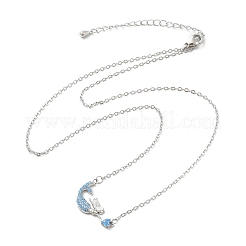 Латунные микропаве кубические цирконии сердце русалка кулон ожерелья для женщин NJEW-S441-07B-P