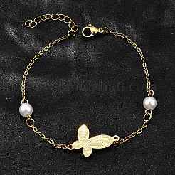 Браслеты-бабочки из нержавеющей стали 304&nbsp;BJEW-C098-01D-G