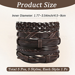 1 sachet de bracelets unisexes en cordon tressé en cuir PU&nbsp;BJEW-CL0001-47B