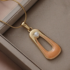 Минималистичные трапециевидные подвески из нержавеющей стали 304 с эмалью и искусственным жемчугом для женщин&nbsp;DN6458