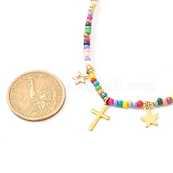 Стекла семян бисера ожерелья NJEW-JN03723