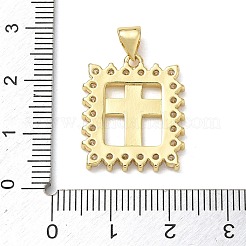 Pendentifs croix religieuse en laiton micro-pavé de zircon cubique transparent&nbsp;CU-CBA83A6-03G-G