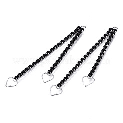 Латунная цепочка со стразами и большими подвесками в виде сердца KK-N216-420-02P