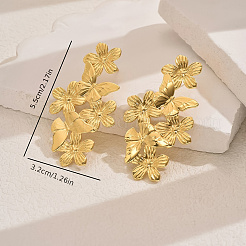 エレガントな真鍮の花のスタッドピアス  ゴールドカラー  55x32mm&nbsp;OI2799