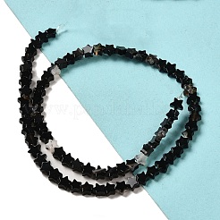 染色・加熱された天然黒瑪瑙ビーズ連売り  スター  4x4.5x2mm  穴：0.8mm  約102個/連  15.35インチ（39cm）&nbsp;G-G085-B42-01