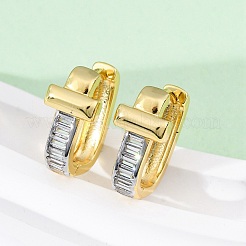 ブラスマイクロパヴェクリアキュービックジルコニアフープピアス  長持ちメッキ  鉛フリー＆カドミウムフリー  クロス  18KGP本金メッキ  17.5x14x8.5mm&nbsp;EJEW-H158-16B-GP